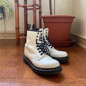 Dr. Martens White and Black Leather Boots